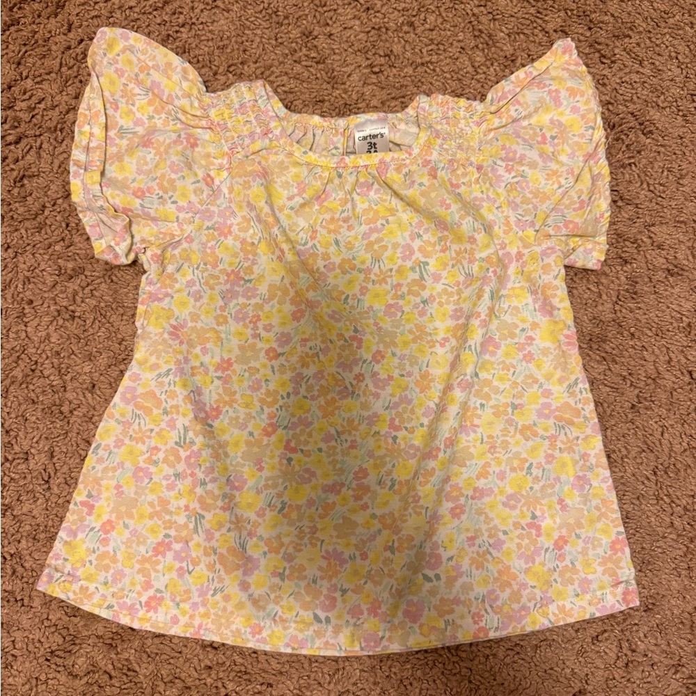 Carter's Floral Blouse - Yellow and Pink